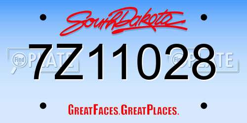 7Z11028 South Dakota License Plate