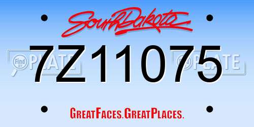 7Z11075 South Dakota License Plate