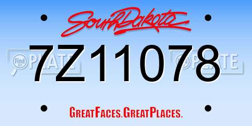 7Z11078 South Dakota License Plate