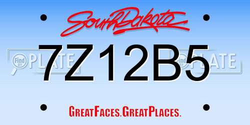 7Z12B5 South Dakota License Plate