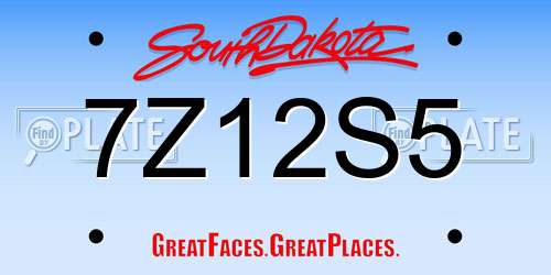 7Z12S5 South Dakota License Plate