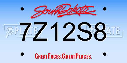 7Z12S8 South Dakota License Plate