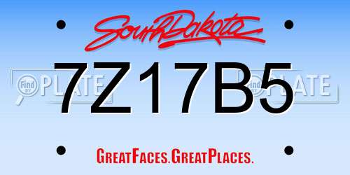 7Z17B5 South Dakota License Plate