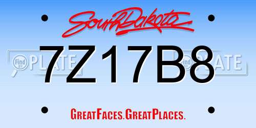 7Z17B8 South Dakota License Plate