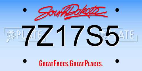 7Z17S5 South Dakota License Plate