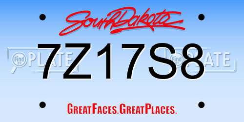 7Z17S8 South Dakota License Plate