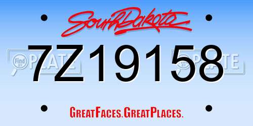 7Z19158 South Dakota License Plate