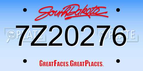 7Z20276 South Dakota License Plate