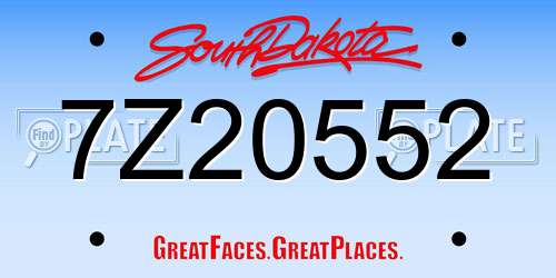 7Z20552 South Dakota License Plate