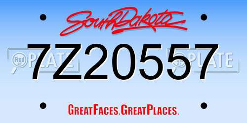 7Z20557 South Dakota License Plate