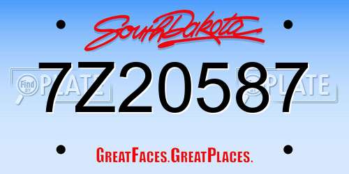 7Z20587 South Dakota License Plate