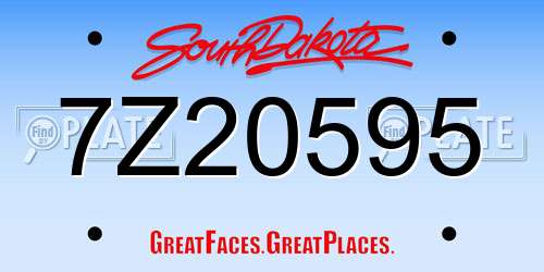 7Z20595 South Dakota License Plate