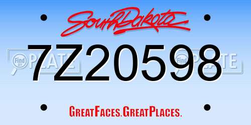 7Z20598 South Dakota License Plate