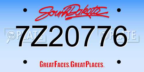 7Z20776 South Dakota License Plate