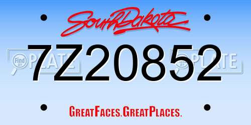 7Z20852 South Dakota License Plate