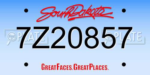 7Z20857 South Dakota License Plate