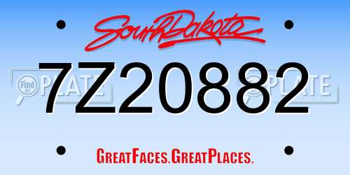 7Z20882 South Dakota License Plate