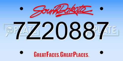 7Z20887 South Dakota License Plate