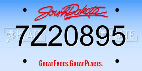 7Z20895 South Dakota License Plate