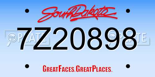 7Z20898 South Dakota License Plate