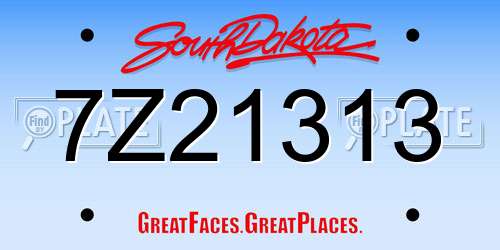 7Z21313 South Dakota License Plate