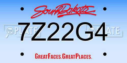 7Z22G4 South Dakota License Plate