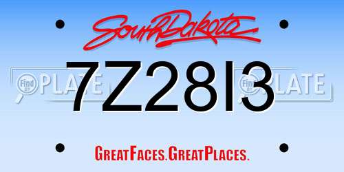7Z28I3 South Dakota License Plate