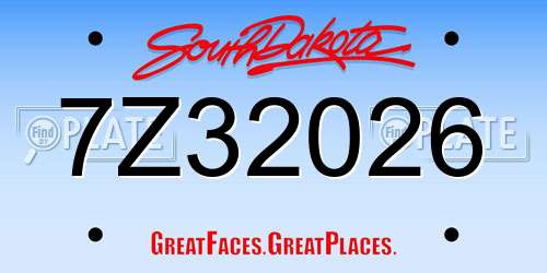 7Z32026 South Dakota License Plate