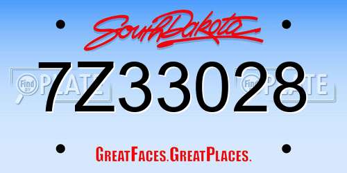 7Z33028 South Dakota License Plate