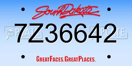 7Z36642 South Dakota License Plate