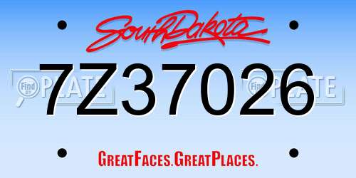 7Z37026 South Dakota License Plate