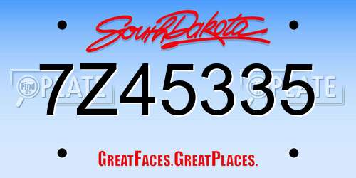 7Z45335 South Dakota License Plate