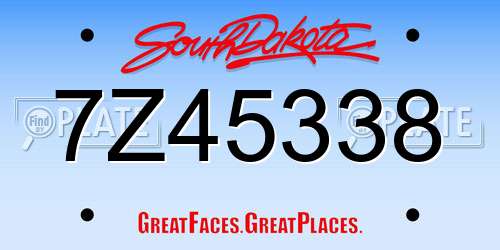 7Z45338 South Dakota License Plate