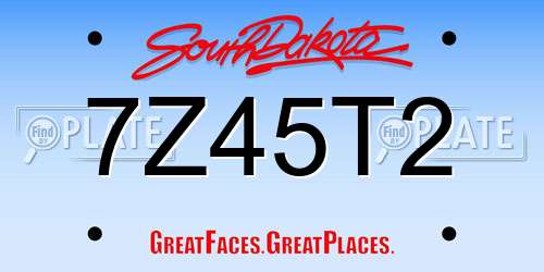7Z45T2 South Dakota License Plate