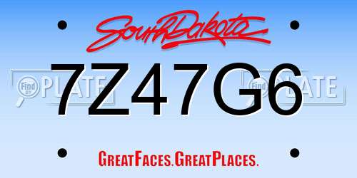 7Z47G6 South Dakota License Plate