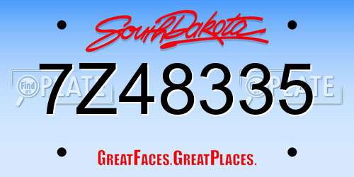 7Z48335 South Dakota License Plate