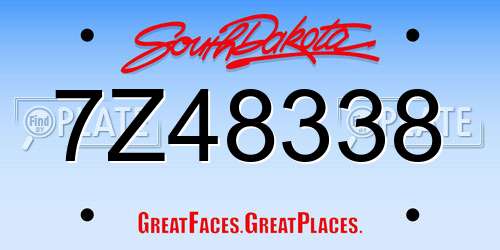 7Z48338 South Dakota License Plate