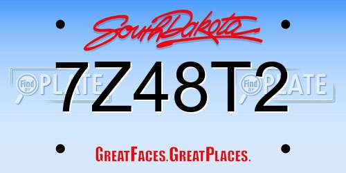 7Z48T2 South Dakota License Plate