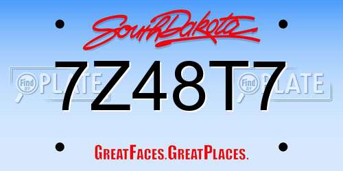 7Z48T7 South Dakota License Plate