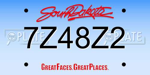 7Z48Z2 South Dakota License Plate