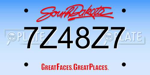 7Z48Z7 South Dakota License Plate