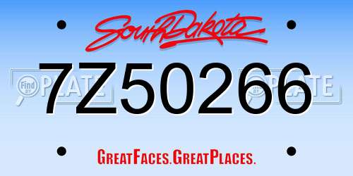 7Z50266 South Dakota License Plate