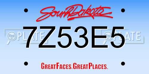 7Z53E5 South Dakota License Plate