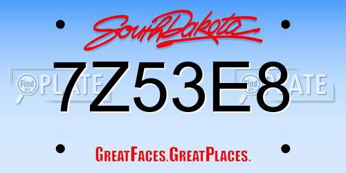 7Z53E8 South Dakota License Plate