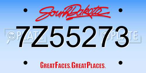 7Z55273 South Dakota License Plate