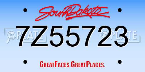 7Z55723 South Dakota License Plate