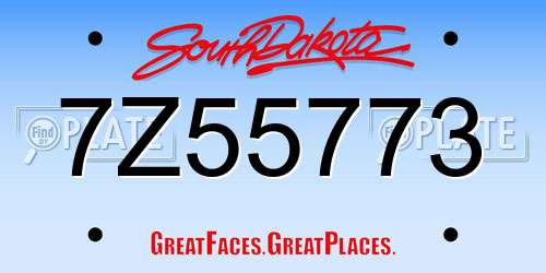 7Z55773 South Dakota License Plate