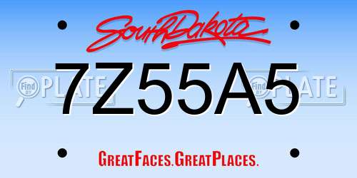 7Z55A5 South Dakota License Plate