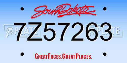 7Z57263 South Dakota License Plate