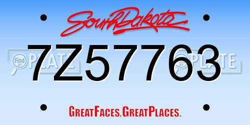 7Z57763 South Dakota License Plate